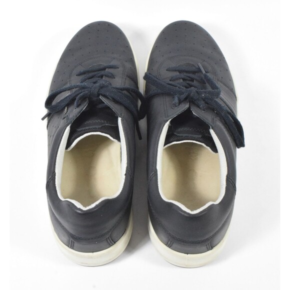 Ecco Black Leather Perferrated Lace Up Casual Tennis Shoe Sneakers Sz 42 - Picture 4 of 5